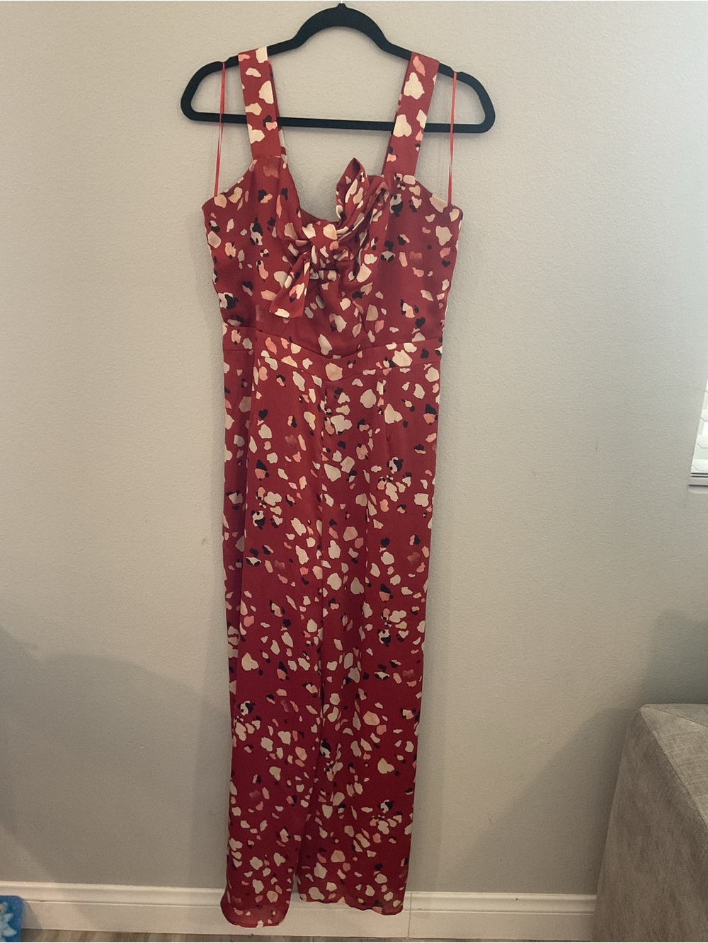 Leopard Print Jumpsuit with Bow Front flare legs size seems to be a large